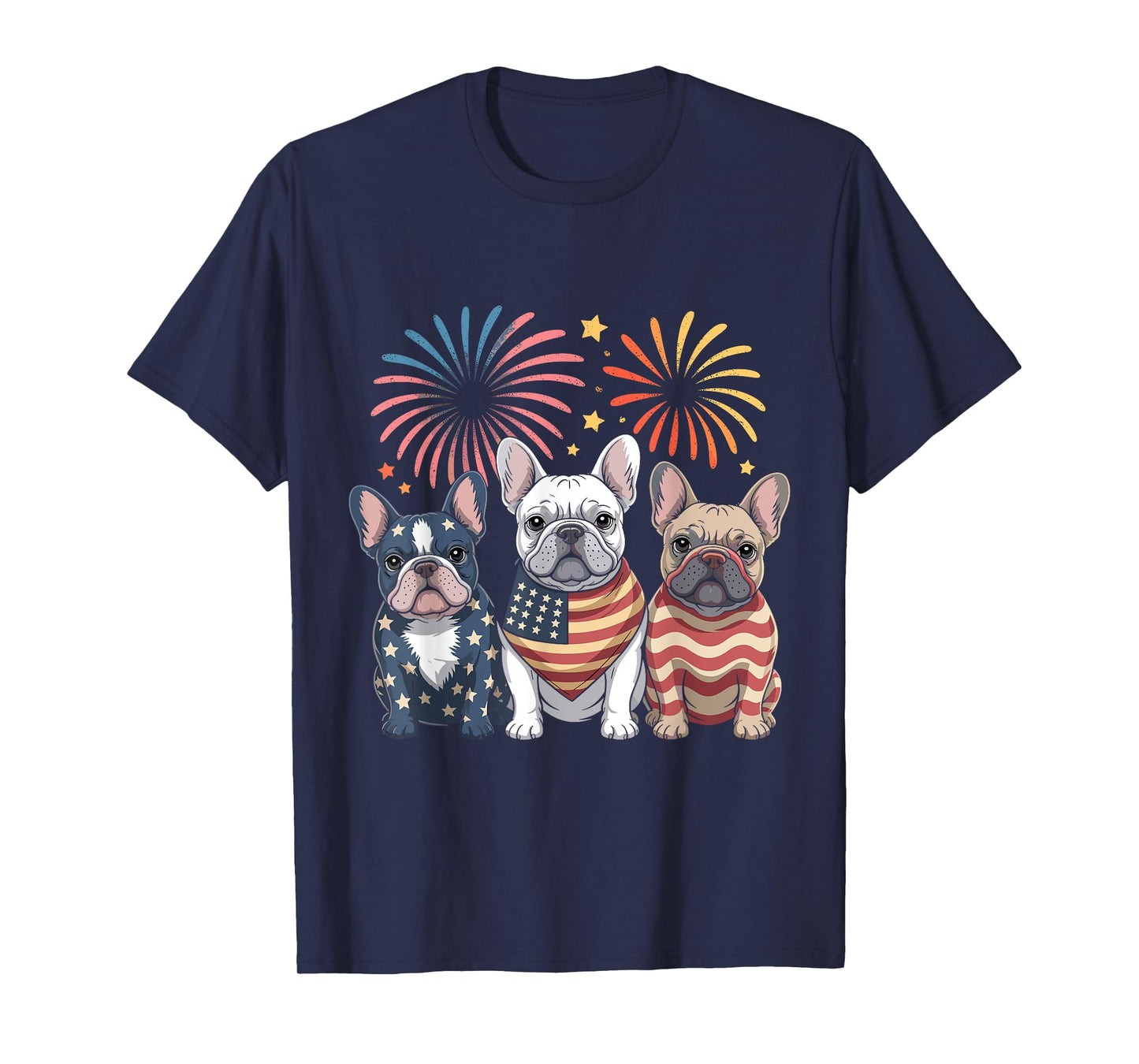 Frenchie Bulldog USA American Flag French Dog 4th of July T-Shirt for Men Women Kids
