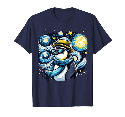 Cool Van Gogh Penguin Lover Starry Night Penguin T-Shirt