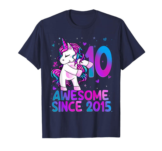 Flossing Unicorn 10 Year Old 10th Birthday Girl Unicorn T-Shirt