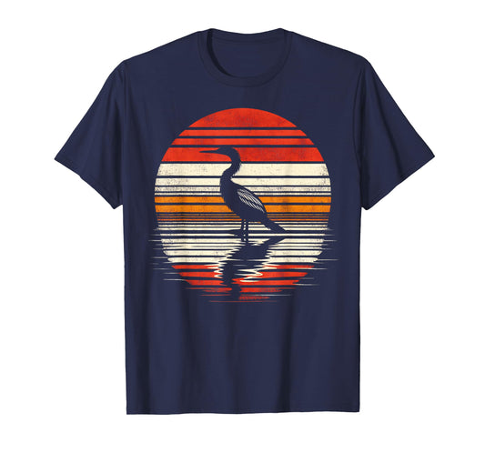 Anhinga Bird Sunset Retro Style Safari Vintage 70s T-Shirt