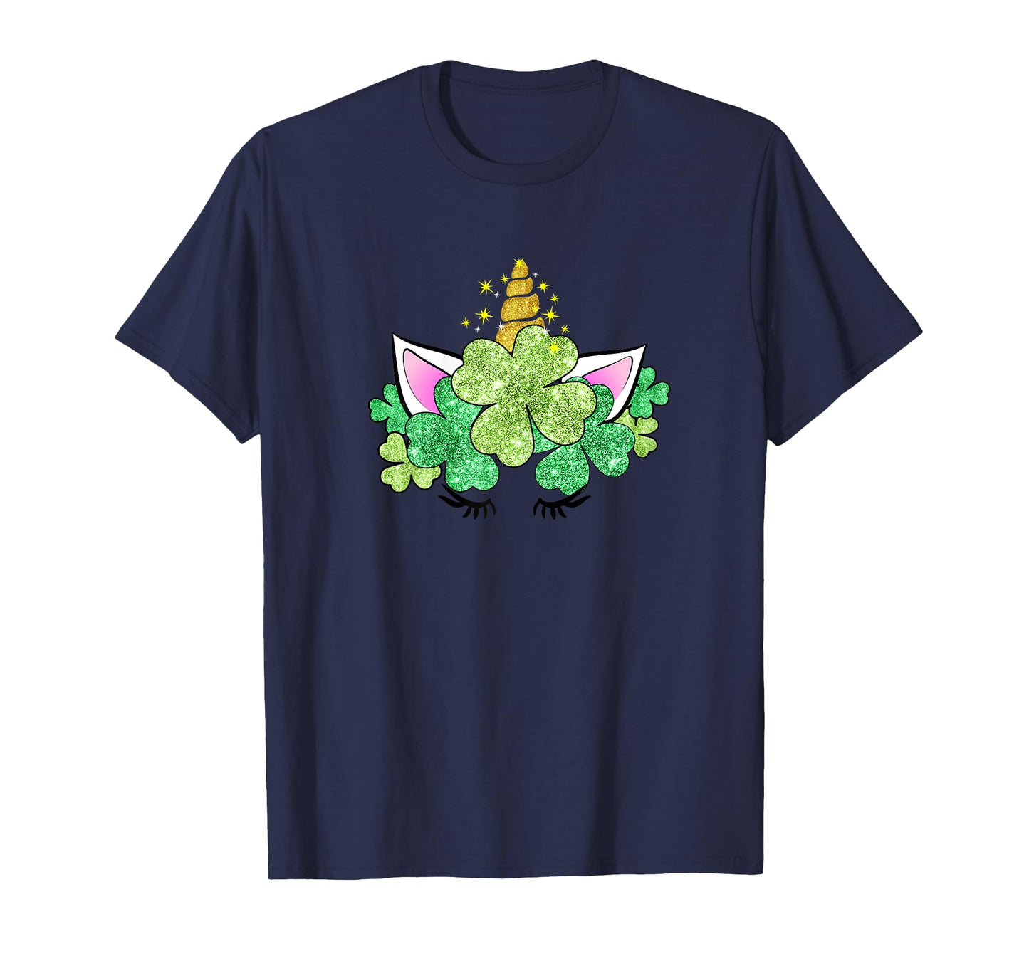 Green Shamrocks Irish Cute Unicorn Girls St Patrick's Day T-Shirt