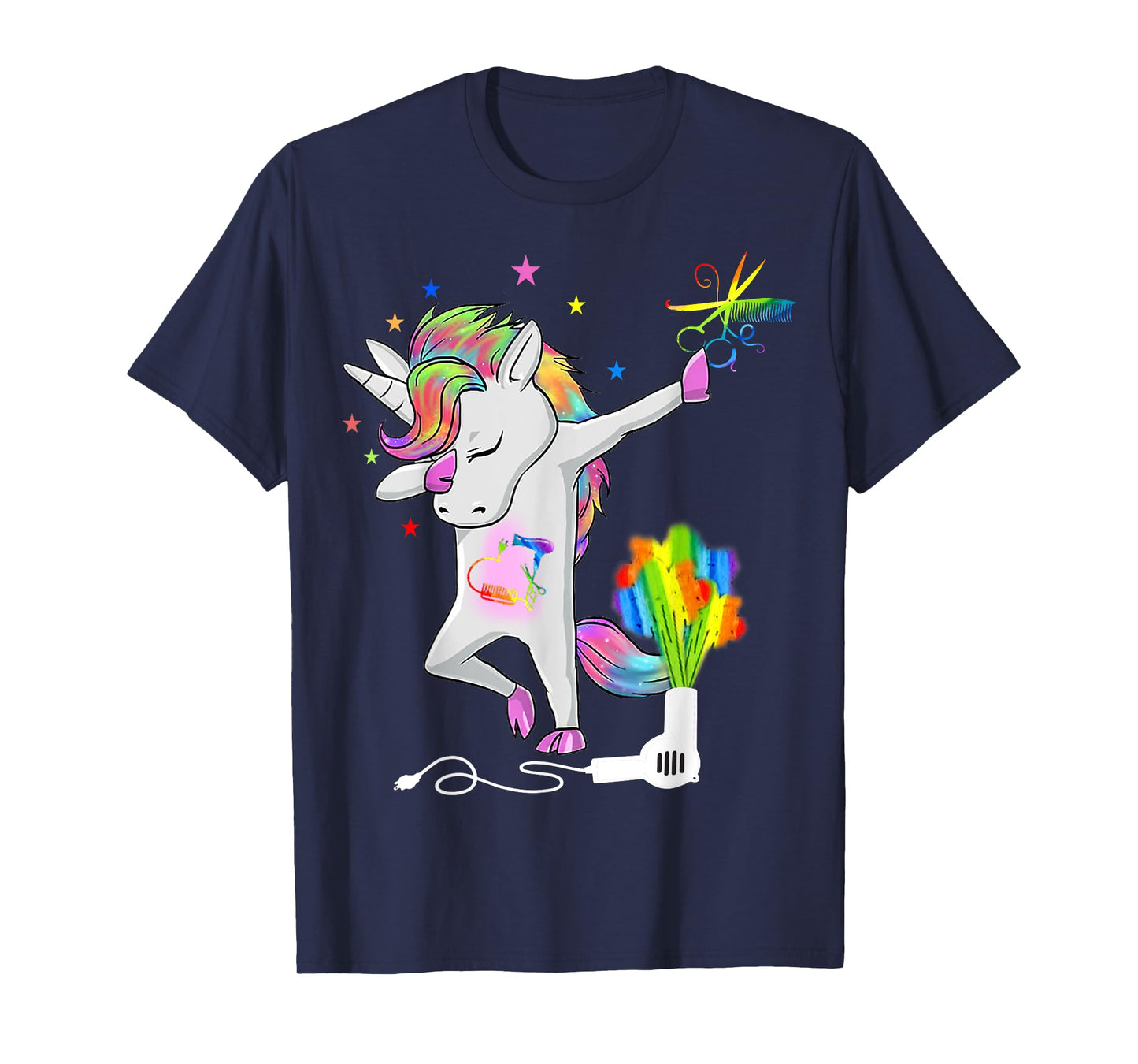 Funny HairStylist T Shirt Dabbing Unicorn Cosmetologist Tee T-Shirt