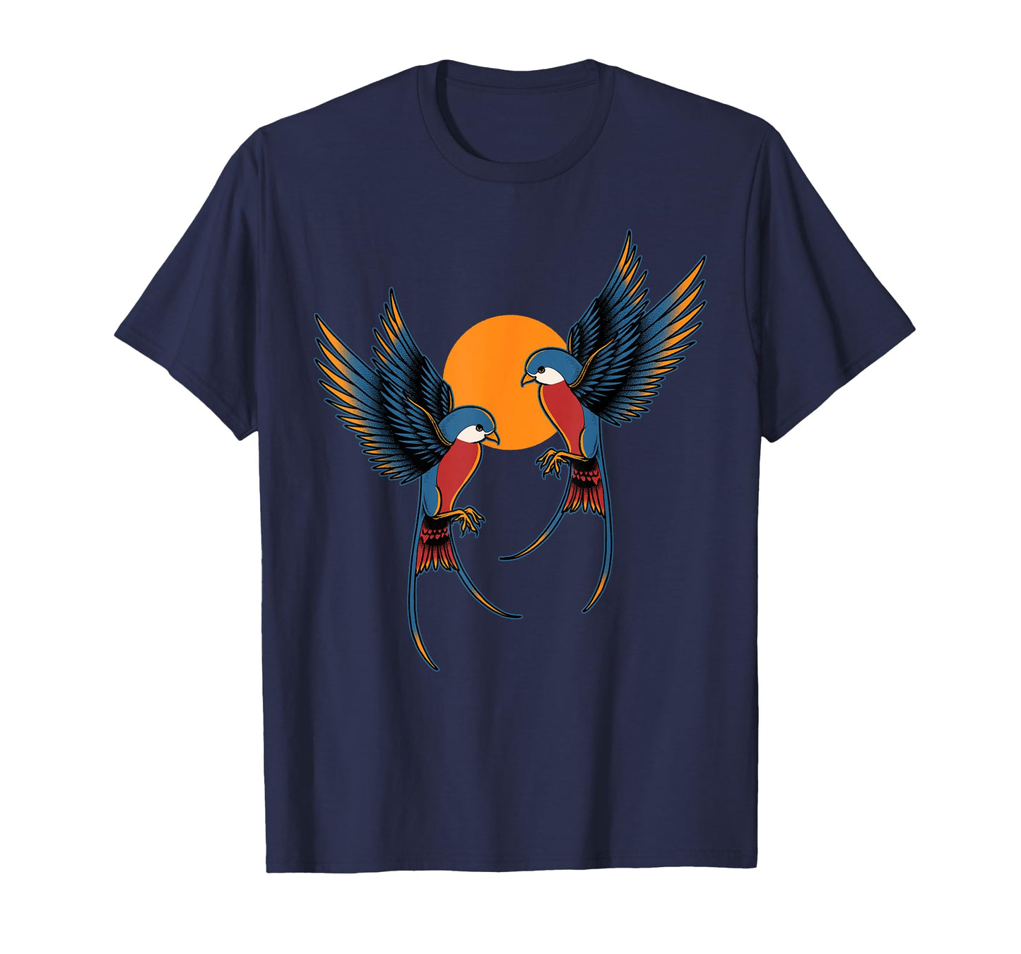 Swallows Sunset Majestic Birds Animal Lover Tattoo Birding T-Shirt