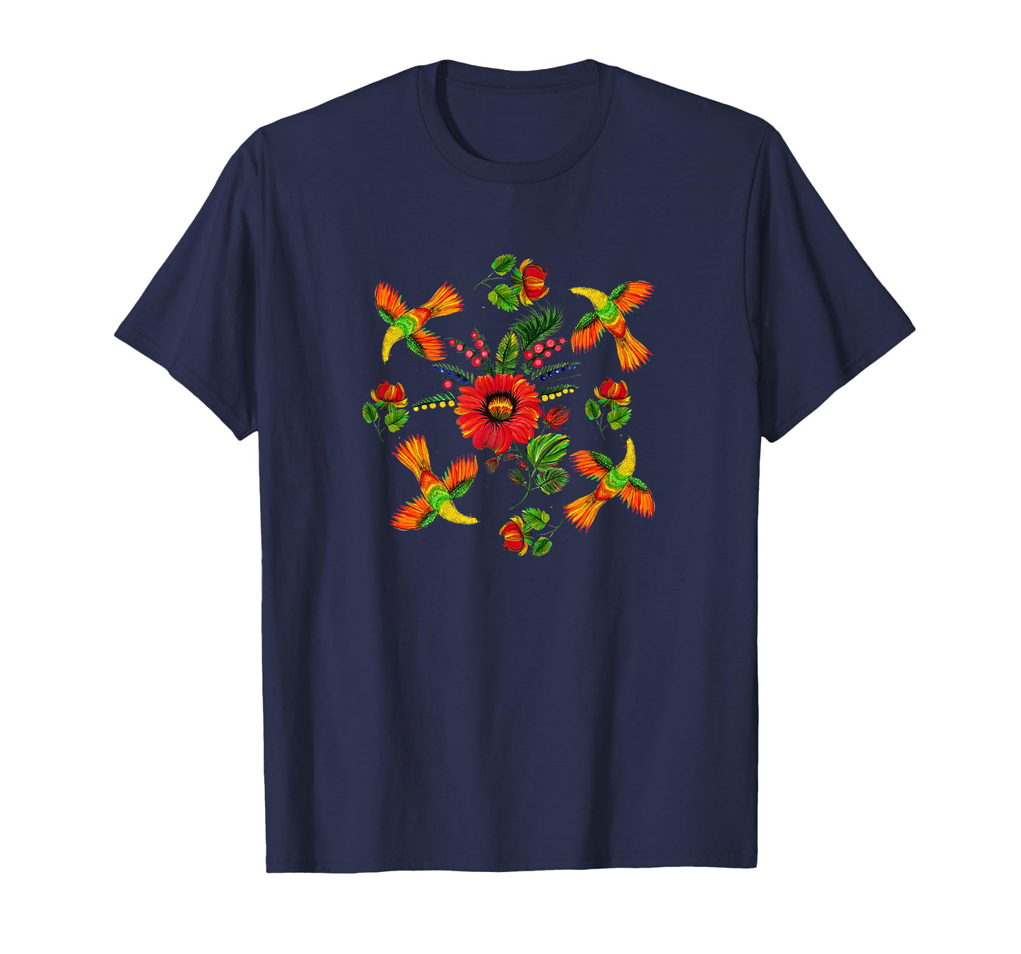 Slavic colorful birds, flowers Petrykivka painting ethnical T-Shirt