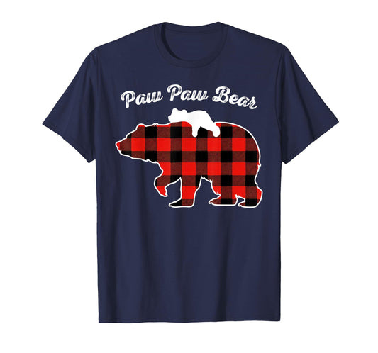 Paw Paw Bear Flannel Red Plaid Pajama Family Matching XMAS T-Shirt