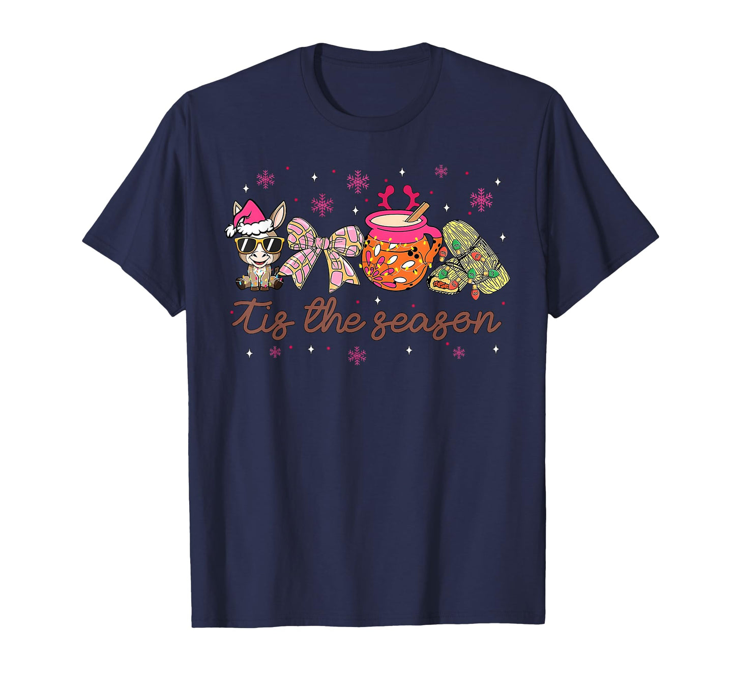 Tis The Season Tamales Mexican Coquette Bow Cafe De Olla T-Shirt