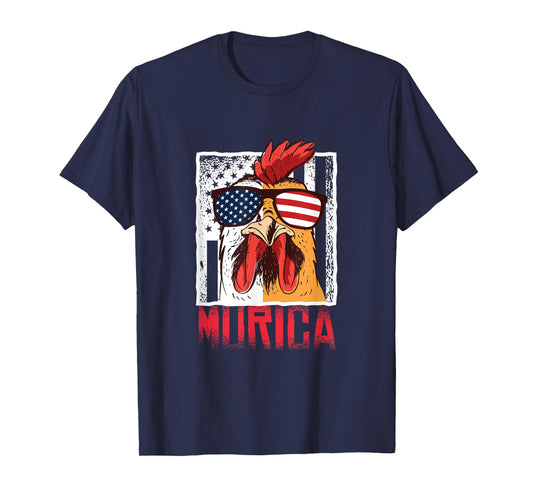 Merica Sunglasses Cock Funny Rooster Murica T-Shirt