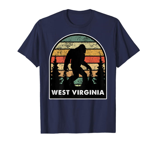 Printed on back, West Virginia and a Bigfoot, or a Sasquatch T-Shirt