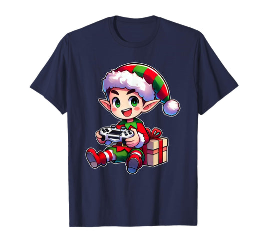 Gamer Elf Christmas Gaming Xmas Kids Boys T-Shirt