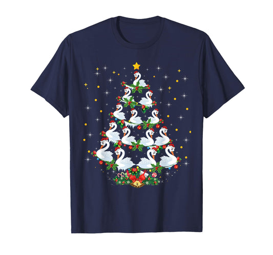 Funny Swans Bird Lover Xmas Gift Swans Christmas Tree T-Shirt