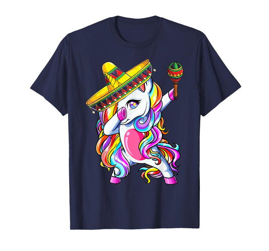 Dabbing Unicorn Cinco de Mayo Kids Girls Mexican Sombrero T-Shirt