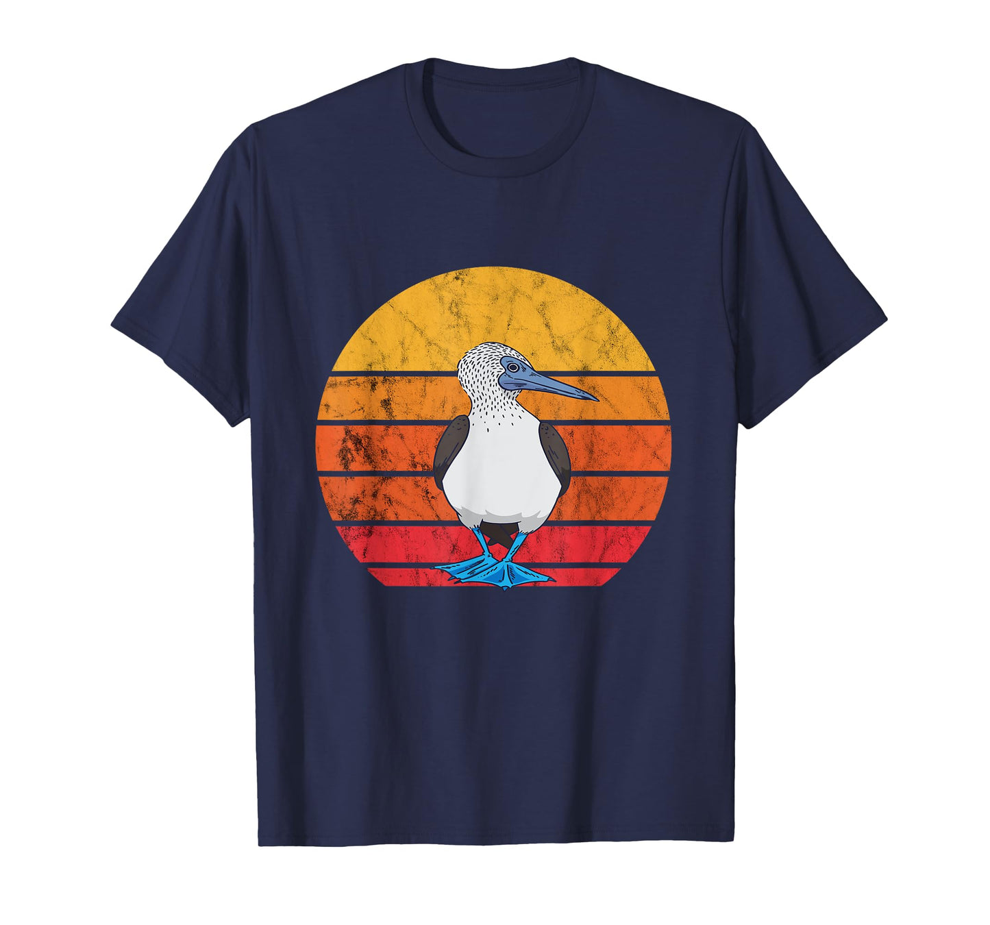 Blue Footed Boobies Tropical Sea Bird Retro Vintage Sunset T-Shirt