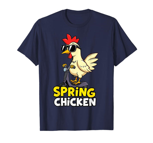 Spring Chicken Chicken On Pogo Stick Funny Chicken T-Shirt