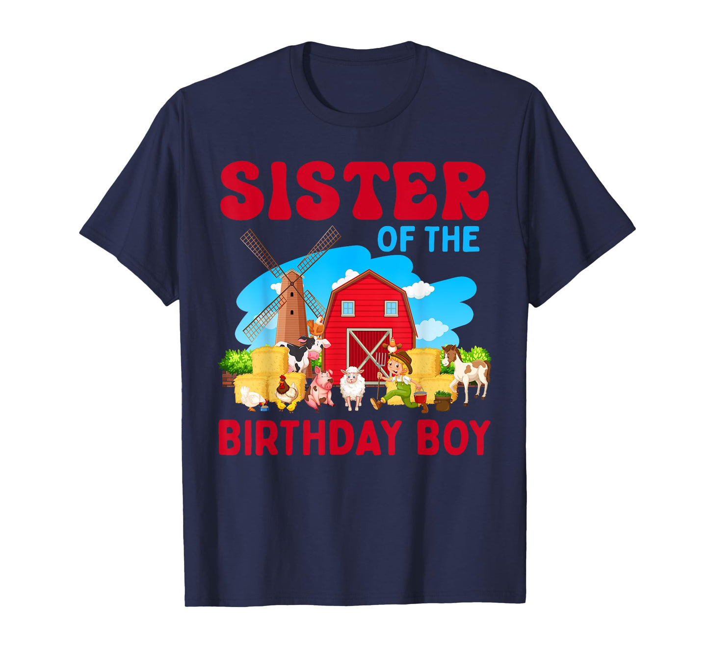 Sister Of The Birthday Boy Farm Farmer Theme T-Shirt