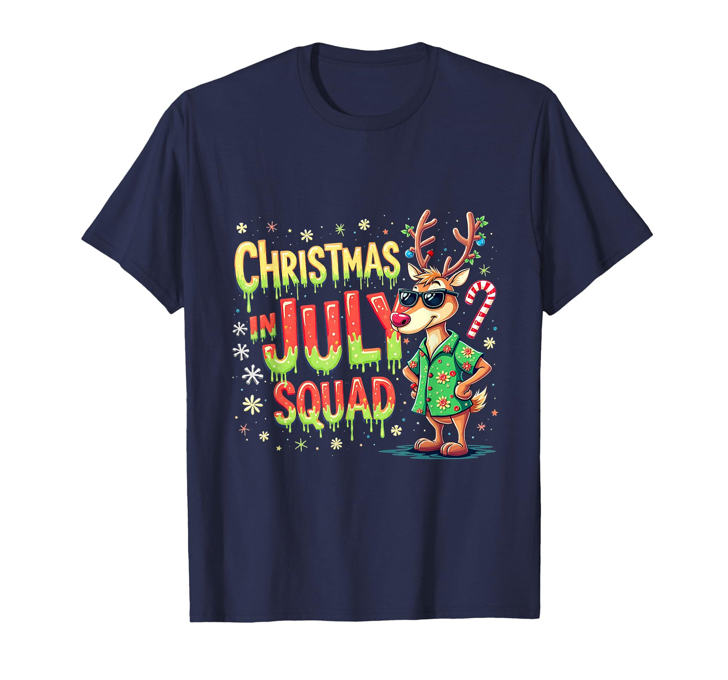Funny Santa Reindeers Christmas In July Squad Summer T-Shirt