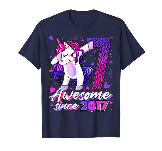 7 Years Old Flossing Unicorn Gifts 7th Birthday Girl Party T-Shirt