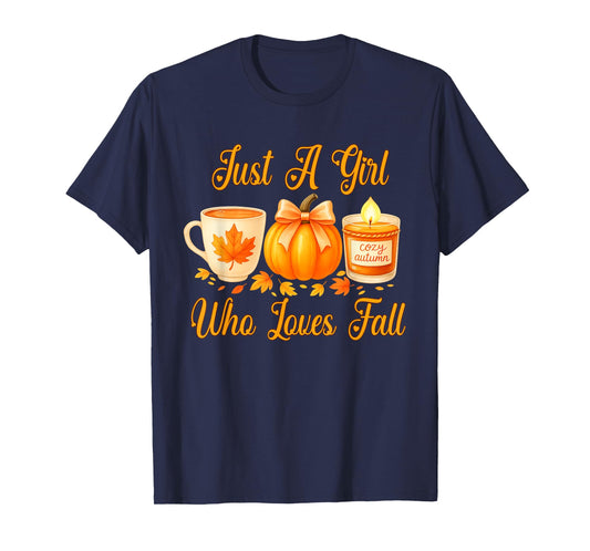 Just A Girl Who Loves Fall Pumpkin Cozy Autumn T-Shirt