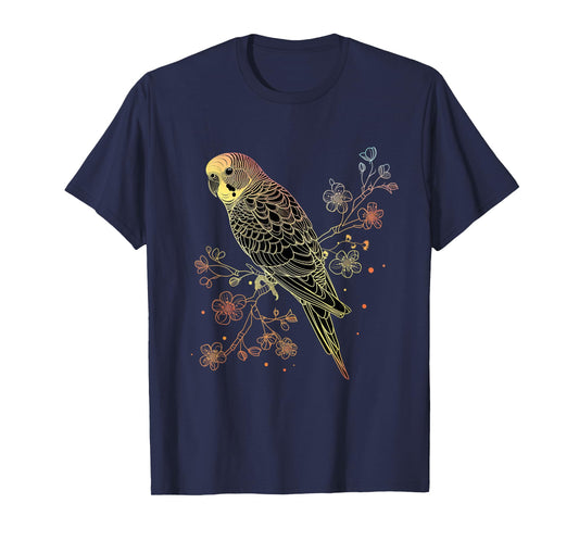 Budgie Parakeet Bird Mom Budgerigar Parrot Vintage Flower T-Shirt