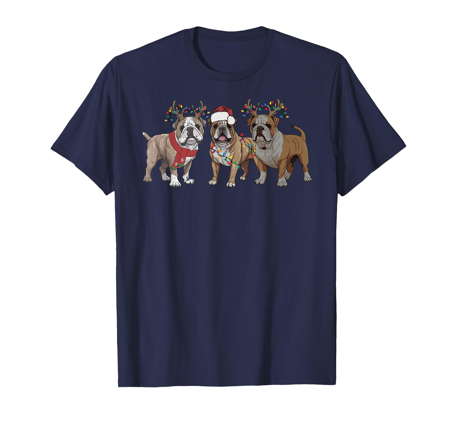 English Bulldog Christmas New Year Dog Mom Dad Kids Family T-Shirt