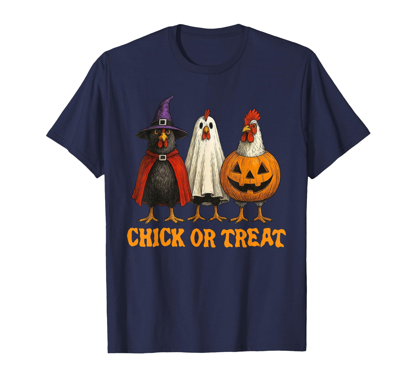 Spooky Chicken Crew Chick Or Treat Funny Halloween Costume T-Shirt