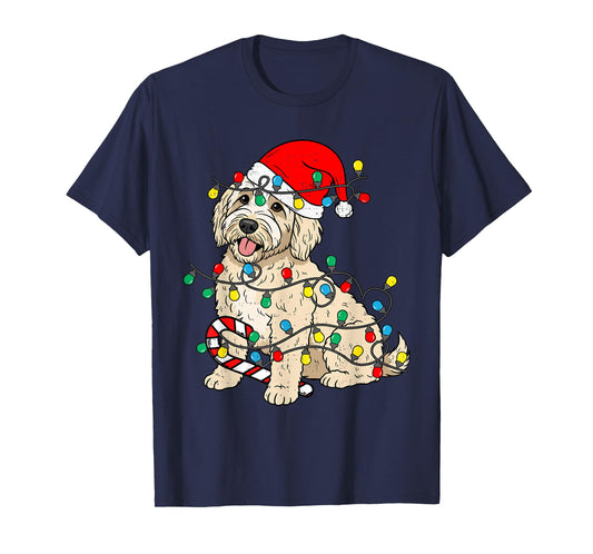 Goldendoodle Dog Christmas Lights Santa Xmas Pet Dog Lover T-Shirt
