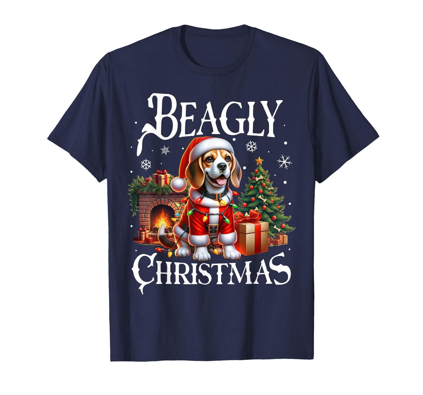 Christmas Dogs Beagle Santa Claus Beagle Xmas Beagly Christmas Beagle Santa Claus T-Shirt - Unisex-Adults, Black, Small, Short Sleeve, T-Shirt