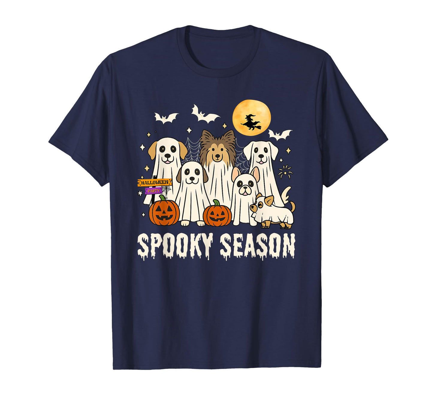 Dogs Ghosts Cute Dogs Dressed As Ghost Funny Halloween Dog T-Shirt