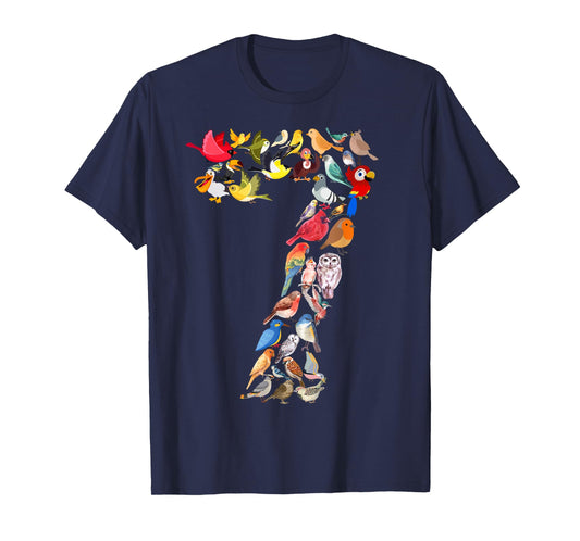 Kids 7th Birthday Birds Themed 7 Years Old Boys Bird Lover T-Shirt