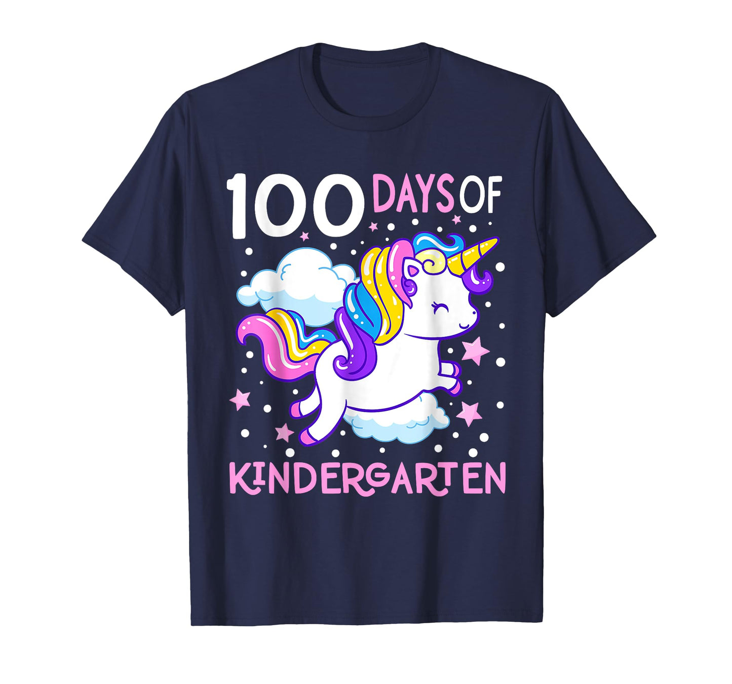 100 Days Of Kindergarten Teacher 100th Day Of School Unicorn Men Women Girls Kids T-Shirt