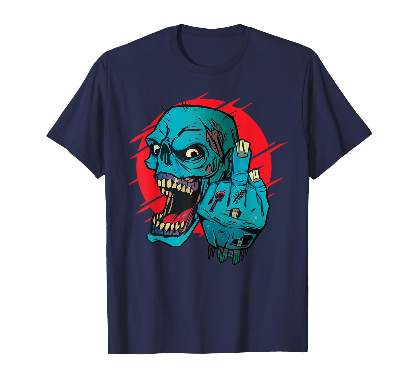 Not-so-subtle F-Off Zombie Flipping the bird Graphic T-Shirt