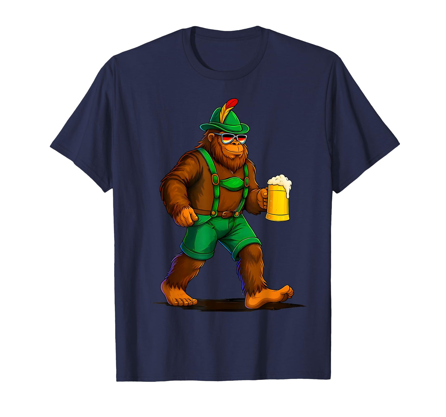 Oktoberfest Funny German Bigfoot Lederhosen Beer Men Costume T-Shirt