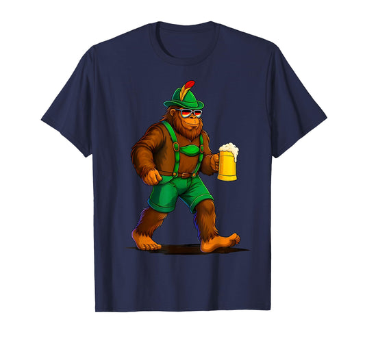 Oktoberfest Funny German Bigfoot Lederhosen Beer Men Costume T-Shirt