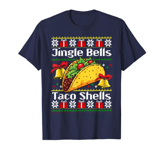 Christmas Jingle Bells Taco Shells Funny Family Ugly Xmas T-Shirt