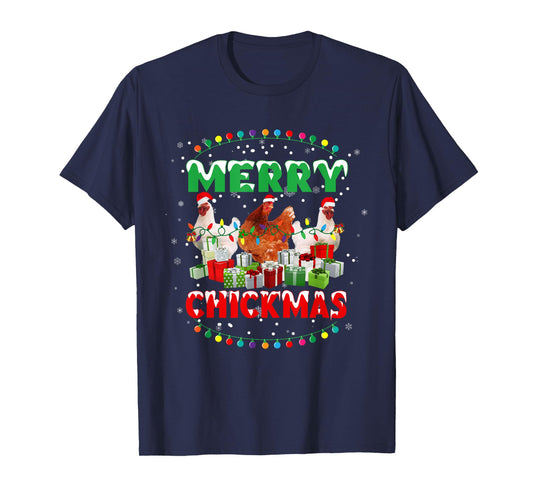 Merry Chickmas Santa Hat Chicken Lovers Merry Christmas T-Shirt