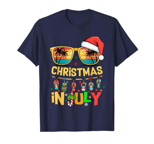 Santa Claus Sunglasses Beach Christmas In July Men Women Kid T-Shirt