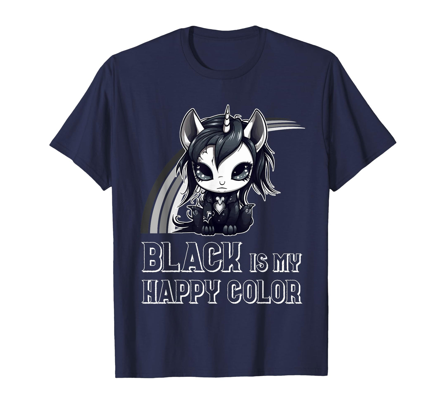 Black Is My Happy Color Goth Girl Emo Gothic Unicorn T-Shirt