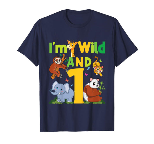 I'm wild And One Safari Zoo Animal Theme 1 Year Old Birthday T-Shirt