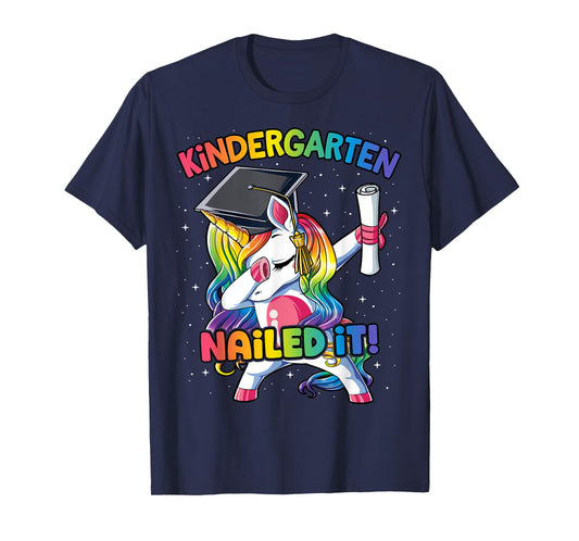 Dabbing Kindergarten Unicorn Graduation Class 2021 Nailed It T-Shirt