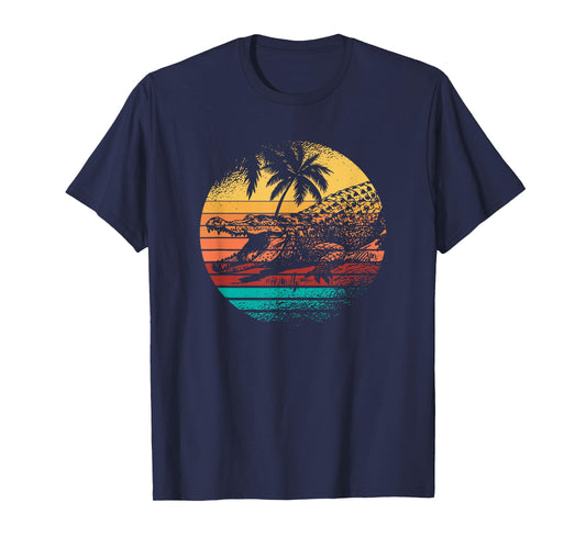 Retro Crocodile Alligator Vintage Gator Distressed Sunset T-Shirt