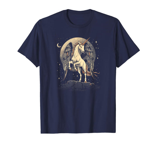 Moon Crescent Unicorn Fantasy Design For Women Dark T-Shirt