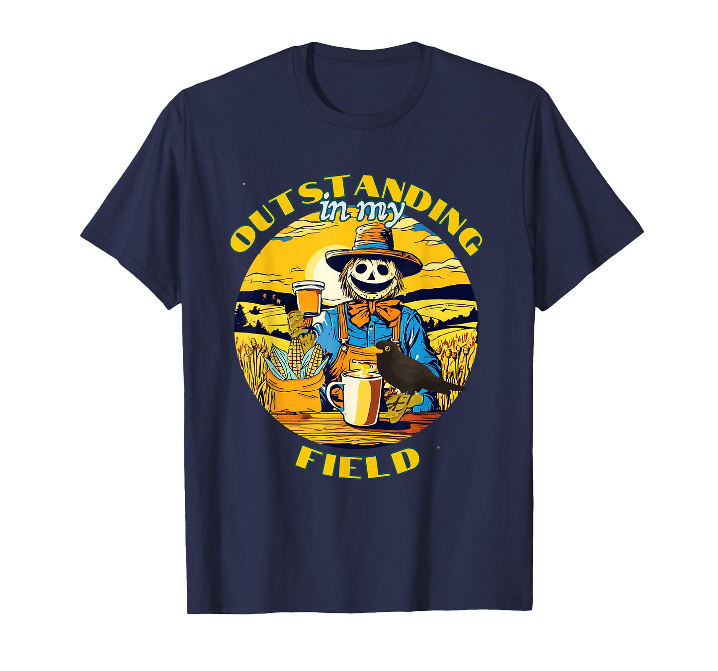 Funny Fall Scarecrow Outstanding in My Field Corn Maze T-Shirt