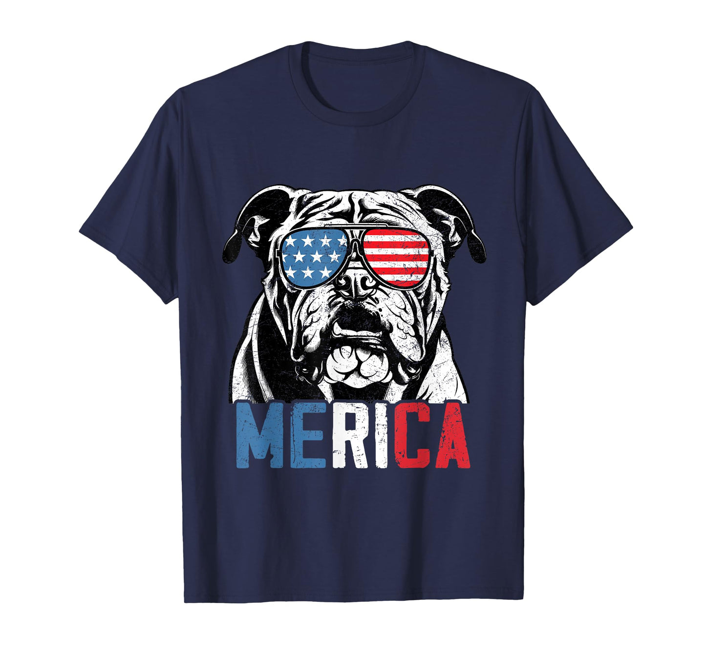 Patriotic English Bulldog Dog Merica 4th Of July Funny T-Shirt for Men Women Kids