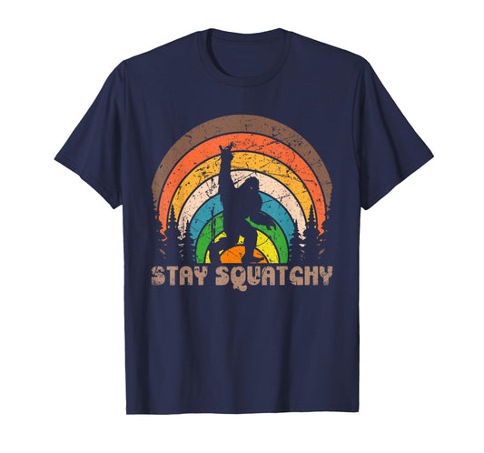 Stay Squatchy Funny BigFoot Sasquatch Squatch Lovers Retro T-Shirt