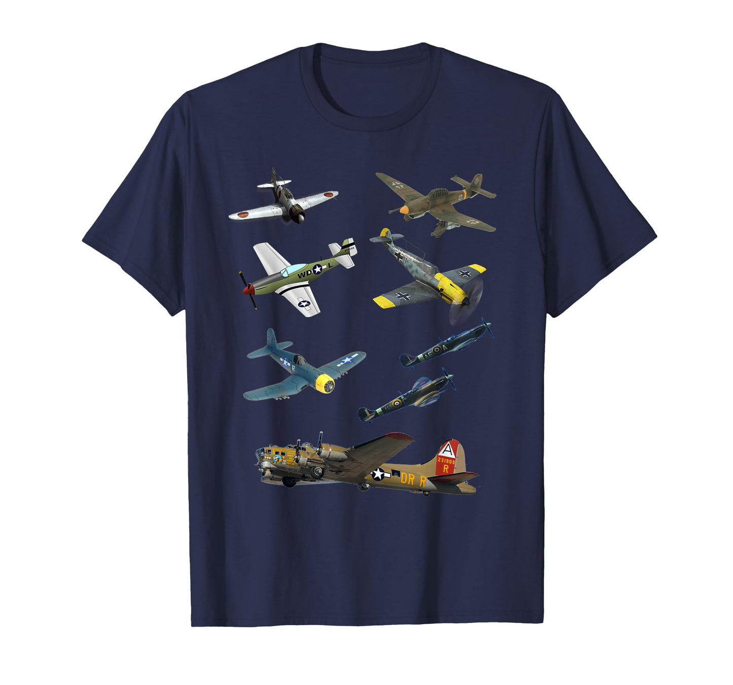 WW2 Planes Warbirds P51 Mustang Spitfire Messerschmitt T-Shirt