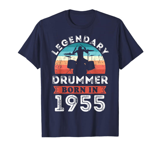 Legendary Drummer born 1955 70th Birthday Gifts Drumming T-Shirt