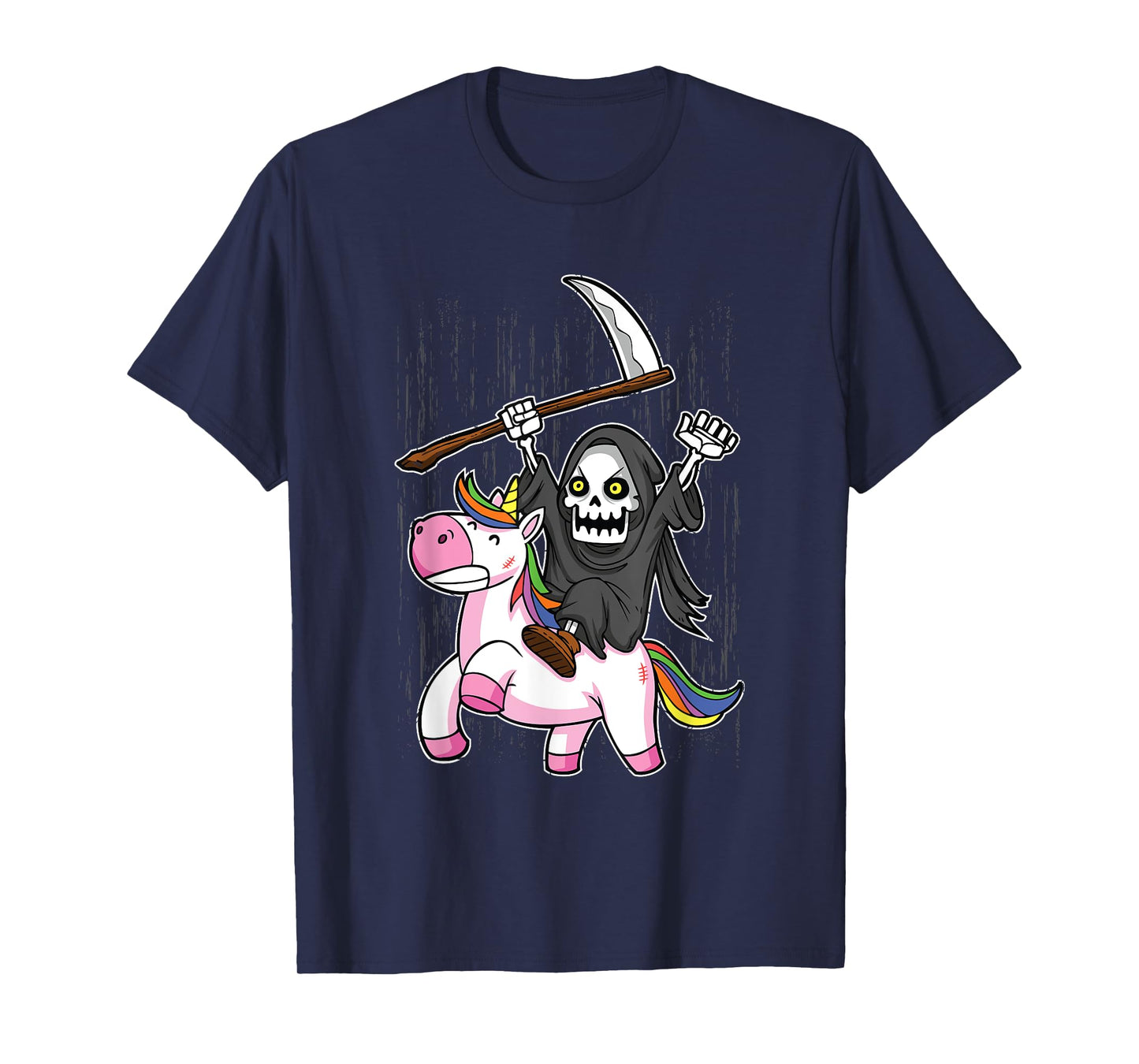 Death Metal Rock Music Halloween Grim Reaper Riding Unicorn T-Shirt