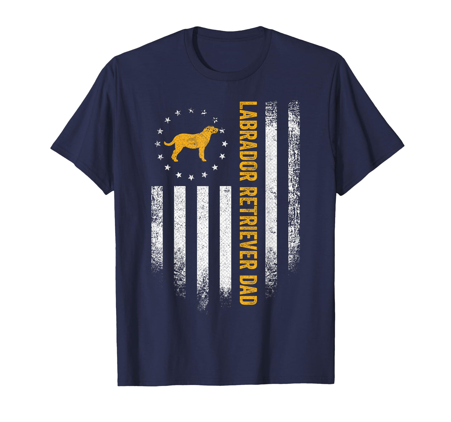 Vintage USA Flag Proud Labrador Retriever Dad Lab Silhouette T-Shirt
