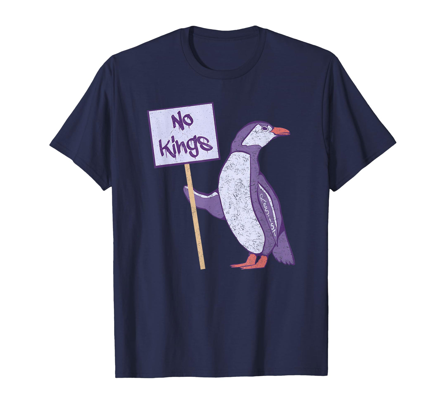 Funny Heard Island Penguins No Kings In America Purple T-Shirt