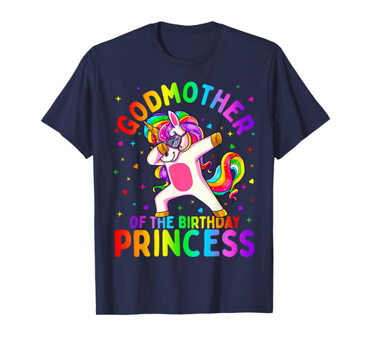 Godmother of the Birthday Princess Girl Dabbing Unicorn T-Shirt