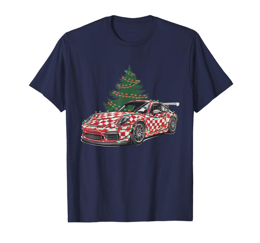 Race Car Christmas Tree & Lights Racing Car Xmas For Kid Men T-Shirt